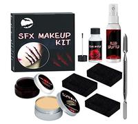 Stylebest Kit de Maquillaje SFX de Halloween, Cera Realista Fake Gel Gel Scar Spray Esponja de Agua para Quemaduras Heridas, con No Material Seguro, para la Fiesta de (Set 1: bolsa cosmética de