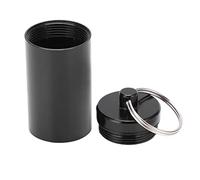 Stylebest Llavero de Aleación de Aluminio, Pastillero de Bolsillo, Contenedor de Medicina Portátil para Acampar Al Aire, Senderismo y Viajes (Negro)