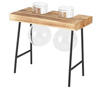 Stylebest Macetero de Vidrio de Escritorio con Soporte de Madera, Diseño Retro para Decoración de Oficina en el Hogar, Jarrón de Vidrio de Borosilicato Alto (Dos Botellas + Banco)