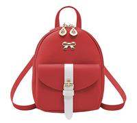 Stylebest Mini Bolso de Hombro, Mochila de Doble Uso con Orificio para Auriculares para Mujer, Bolso Cruzado Pequeño de Piel Sintética con Decoración de Lazo, 17x8x19cm (roja)