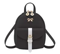 Stylebest Mini Bolso de Hombro, Mochila de Doble Uso con Orificio para Auriculares para Mujer, Bolso Cruzado Pequeño de Piel Sintética con Decoración de Lazo, 17x8x19cm (negra)