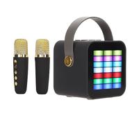 Stylebest Mini Máquina de Karaoke para Niños Altavoz Bluetooth Inalámbrico con Luces LED para Fiestas y Reuniones Divertidas, 2 Micrófonos - Diseño Compacto y Portátil