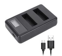 Stylebest SEIVI AHDBT-401 Cargador de Batería Dual para 4, Cargador USB Compacto y Confiable con Pantalla LCD para Viajes, Material Plástico, 1x