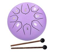 Stylebest Tambor de Lengua de 6 Pulgadas con Sonido Etéreo de 8 Tonos para Meditación y Musicoterapia, Hecho de Acero y Madera, Incluye Mazos Libro de Música (Violeta)