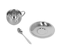Stylebest Tazas de Doble Pared Determinadas de la Taza de café del Acero Inoxidable para el Hogar y la Oficina 3 PCS con el Platillo y la Cuchara (Traje de doble capa Milan-180ML)