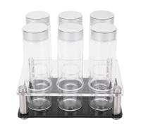 Stylebest Tubos de Almacenamiento de Granos de café, Elegante Vidrio de Borosilicato Alto para Decoración del Hogar con Soporte de Exhibición, 6 uds. (Tamaño grande 3,8x7,8 cm)