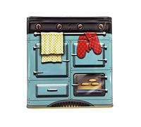 stylebox Caja de hojalata de estilo retro con horno azul, caja de galletas, 18 x 10 x 22 cm aprox. Volumen: 2500 ml
