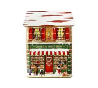 stylebox Lata en forma de casa de pueblo 'Winter Cookie & Sweet' - Caja decorativa para galletas (14 x 7,5 x 21 cm, capacidad: 1,6 L)