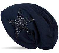 styleBREAKER Beanie Mujer Estrella Strass,Azul Medianoche