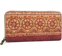styleBREAKER Billetera de Corcho para Mujeres con Estampado de Colores en Aspecto étnico, Cremallera, Cartera 02040138, Color:Burdeos-Rojo-Beige