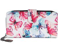 styleBREAKER Billetera de Mujer con diseño de Mariposas de Colores, diseño Vintage, Cremallera, Monedero 02040156, Color:Blanco-Rojo