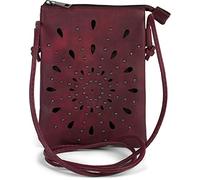 styleBREAKER Bolsa de Hombro para Damas con Cortes en Forma de Flor étnica y Tachuelas, Bolsa de Hombro, Bolso, Bolso 02012304, Color:Burdeos-Violeta