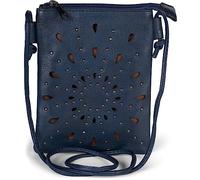styleBREAKER Bolsa de Hombro para Damas con Cortes en Forma de Flor étnica y Tachuelas, Bolsa de Hombro, Bolso, Bolso 02012304, Color:Azul Oscuro