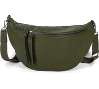 styleBREAKER Bolso de hombro cruzado para mujer en forma de media luna, con correa de hombro ajustable y desmontable, bolso de mano en color sólido 02012386, color:Verde oliva
