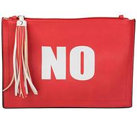 styleBREAKER Bolso de Mano Clutch con Estampado «Yes» y «NO», borlas Colgantes en la Cremallera, Correa para el Brazo y Bandolera, señora 02012078, Color:Rojo/Blanco