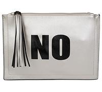 styleBREAKER Bolso de Mano Clutch con Estampado «Yes» y «NO», borlas Colgantes en la Cremallera, Correa para el Brazo y Bandolera, señora 02012078, Color:Plata/Negro
