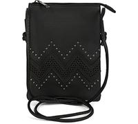 styleBREAKER Bolso mini para mujer con corte en zigzag y tachuelas, bolso de hombro, bolso de mano, bolsa 02012211, color:Negro