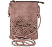 styleBREAKER Bolso mini para mujer con corte en zigzag y tachuelas, bolso de hombro, bolso de mano, bolsa 02012211, color:Rosa palo
