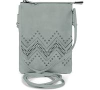 styleBREAKER Bolso mini para mujer con corte en zigzag y tachuelas, bolso de hombro, bolso de mano, bolsa 02012211, color:Gris-Azul