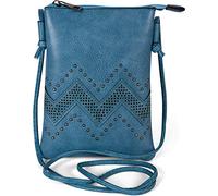 styleBREAKER Bolso mini para mujer con corte en zigzag y tachuelas, bolso de hombro, bolso de mano, bolsa 02012211, color:azul