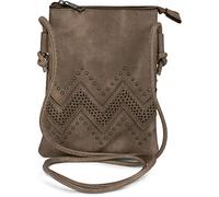 styleBREAKER Bolso mini para mujer con corte en zigzag y tachuelas, bolso de hombro, bolso de mano, bolsa 02012211, color:Gris pardo