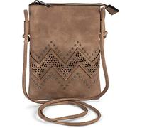 styleBREAKER Bolso mini para mujer con corte en zigzag y tachuelas, bolso de hombro, bolso de mano, bolsa 02012211, color:Marrón