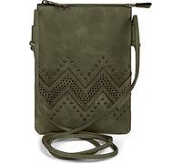 styleBREAKER Bolso mini para mujer con corte en zigzag y tachuelas, bolso de hombro, bolso de mano, bolsa 02012211, color:Verde oliva