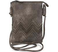 styleBREAKER Bolso mini para mujer con corte en zigzag y tachuelas, bolso de hombro, bolso de mano, bolsa 02012211, color:Gris oscuro