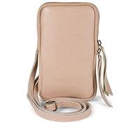 styleBREAKER bolso móvil de cuero de las señoras con la superficie granulada, cremallera, cuero genuino mini bolsa 02012374, color:Rosa palo