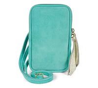 styleBREAKER bolso móvil de cuero de las señoras en gamuza suave, cierre de cremallera, cuero genuino Mini Bag 02012373, color:Turquesa