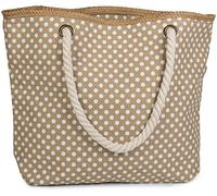 styleBREAKER Bolso para la Playa con Motivo de Puntos y Cremallera, Bolso pequeño de cosméticos, Bolso para Compras, señora 02012062, Color:Beige-Blanco