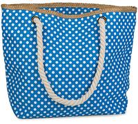 styleBREAKER Bolso para la Playa con Motivo de Puntos y Cremallera, Bolso pequeño de cosméticos, Bolso para Compras, señora 02012062, Color:Azul-Blanco