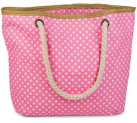 styleBREAKER Bolso para la Playa con Motivo de Puntos y Cremallera, Bolso pequeño de cosméticos, Bolso para Compras, señora 02012062, Color:Rosa neón-Blanco