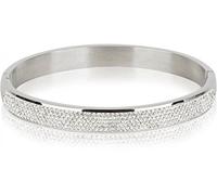 styleBREAKER Brazalete de Acero Fino con Piedras de estrás, Pulsera con Cierre de Clip, bisutería, señora 05040101, Color:Plata