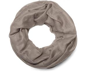 styleBREAKER Bufanda de bucle para mujer con efecto brillante, diseño liso en tela suave de viscosa, ligera y elegante, mide 87 x 93 cm, Gris pardo