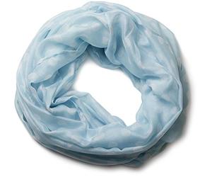styleBREAKER Bufanda de bucle para mujer - Lunares - bufanda tubular de patrón de puntos ligera - 90x105 cm - suave 01016043, color:Azul claro