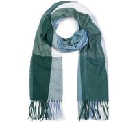 styleBREAKER Bufanda de cuadros escoceses suaves unisex con largos flecos, a cuadros, de invierno, robada 01017110, color:Verde oscuro-Azul claro-Blanco