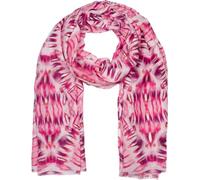 styleBREAKER Bufanda de mujer con estampado Batik Shibori y rayas metálicas, pañuelo étnico ligero con flecos cortos 01016228, color:Coral-Fucsia