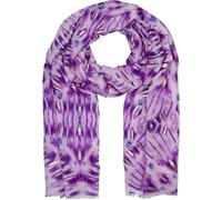 styleBREAKER Bufanda de mujer con estampado Batik Shibori y rayas metálicas, pañuelo étnico ligero con flecos cortos 01016228, color:Lila-morado