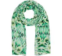 styleBREAKER Bufanda de mujer con estampado Batik Shibori y rayas metálicas, pañuelo étnico ligero con flecos cortos 01016228, color:Verde-Verde claro