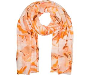 styleBREAKER Bufanda de mujer con estampado de mármol acuarela y acentos metálicos, pañuelo ligero en tonos pastel, estola 01016229, color:Naranja