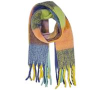 styleBREAKER Bufanda tejida a cuadros para mujer con flecos largos,Menta-Vi