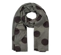 styleBREAKER Bufanda tejida de mujer XL con estampado de lunares y flecos cortos, punteada, cálida de invierno suave, estola 01017144, color:Verde oliva