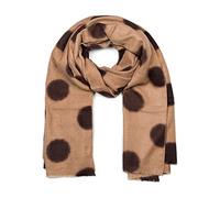 styleBREAKER Bufanda tejida de mujer XL con estampado de lunares y flecos cortos, punteada, cálida de invierno suave, estola 01017144, color:Marrón