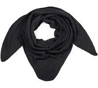 styleBREAKER Bufanda triangular de punto grande para mujer, color liso jaspeado | Suave y cálido pañuelo triangular de invierno | Bufanda de punto de viscosa y lana para looks acogedores, Negro