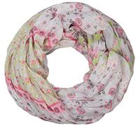 styleBREAKER Bufanda tubular con estampado floral de mezcla de patrones, arrugado y con efecto de desgaste, paisley, puntos, flores, rosas 01014008, Gris-claro