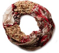 styleBREAKER Bufanda tubular con estampado floral de mezcla de patrones, arrugado y con efecto de desgaste, paisley, puntos, flores, rosas 01014008, color:Beige-Blanco