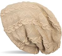 styleBREAKER cálido Gorro Beanie de Punto Fino con Motivo Trenzado y Relleno Interior Polar, Slouch, Beanie Largo, Unisex 04024131, Color:Beige