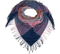 styleBREAKER chal cuadrado XXL de mujer con motivo a cuadros y deshilachados largos, invierno, estola, pañuelo 01017116, color:Azul-Rosa-Marrón