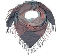 styleBREAKER chal cuadrado XXL de mujer con motivo a cuadros y deshilachados largos, invierno, estola, pañuelo 01017116, color:Rosa-Menta-Gris